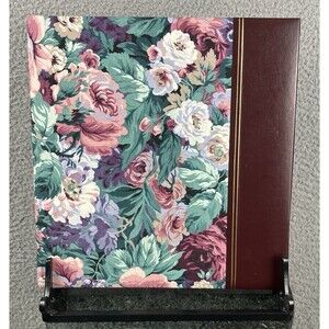 VTG 80s Floral & Faux Leather “Magnetic” Photo Album With 15 Double-Sided Pages